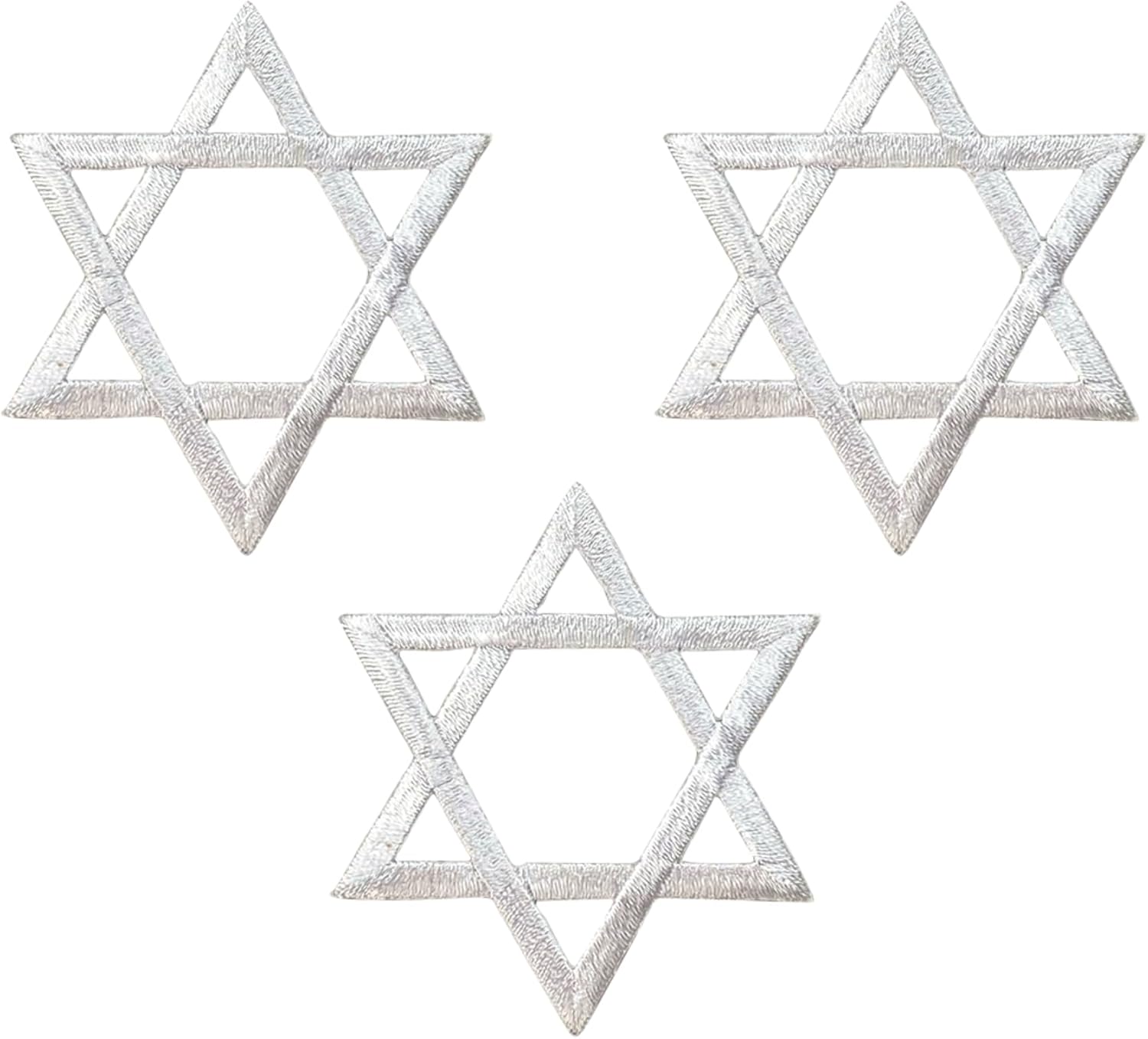(2 Inch) Star of David, Hanukkah, Jewish, Embroidered, Iron on Patch (Silver - 10 Pieces)