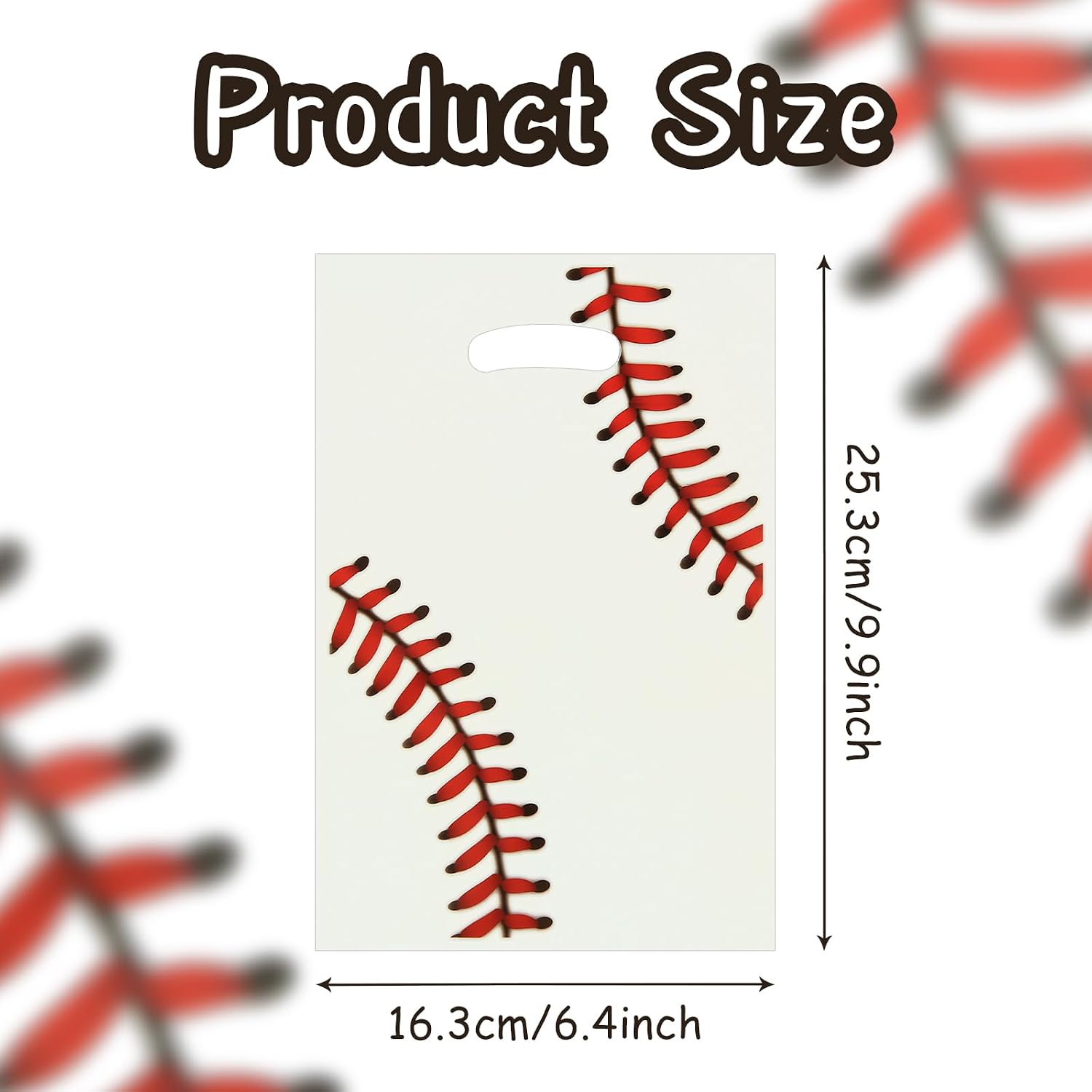 Baseball Goodie Bags with Die Cut Handles, 50 Pieces Sports Theme Brown and White Plastic Candy Goodie Treat Bags Pouch for Team Party Favors Sport Event Football Bowl Sport Games Day Snack Bags image 2