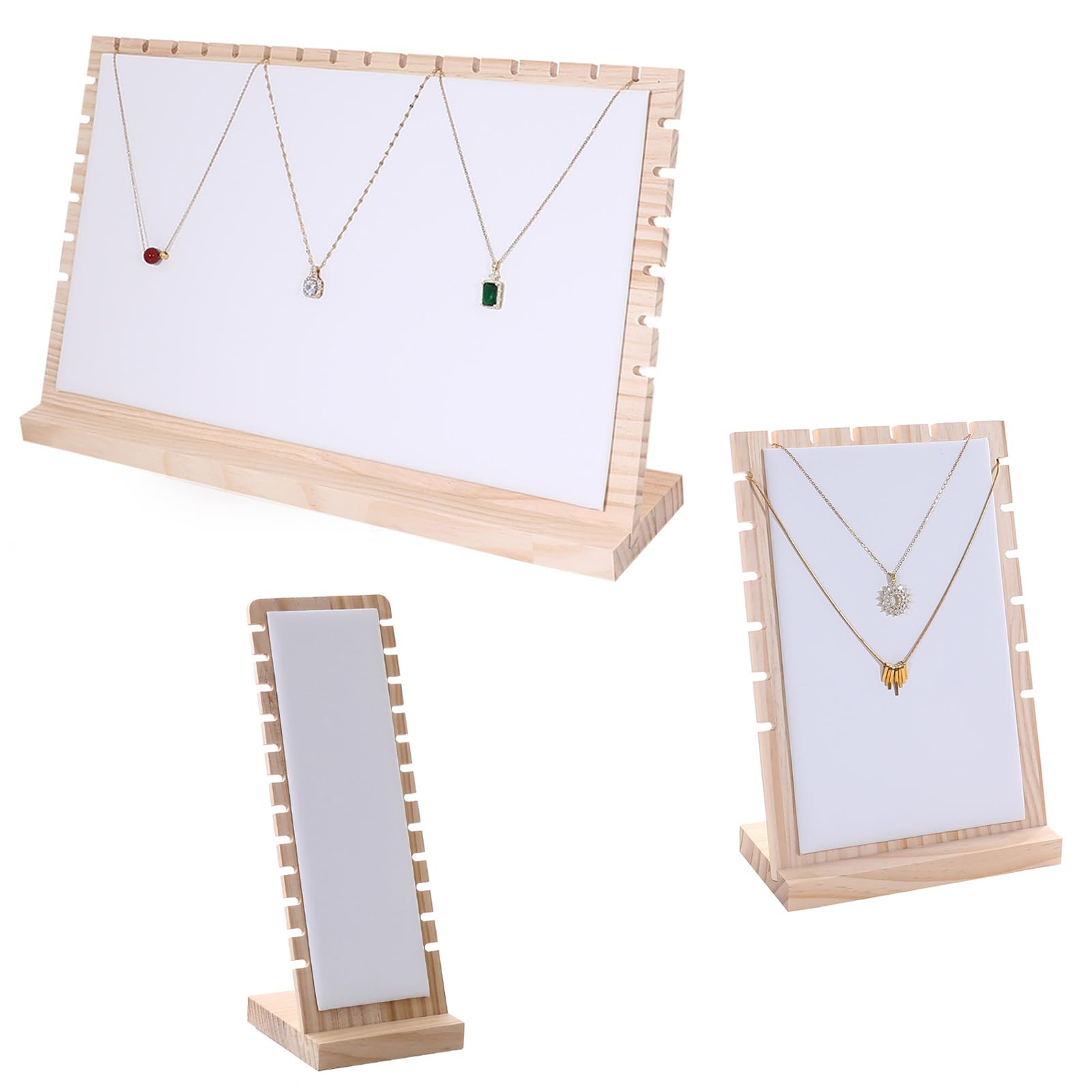 Shntig Of 3 Portable Wood Display Rack for Necklaces Bracelets Easy to Relocate for Flexible Jewelry Showcasing Jewelry Rack