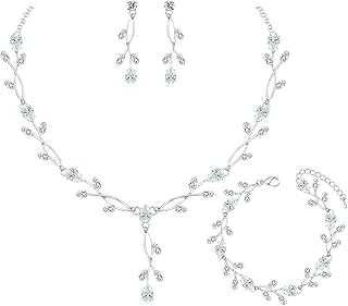 Elegant Bridal Jewelry Sets Clear Cubic Zirconia Wedding Necklace Earrin...