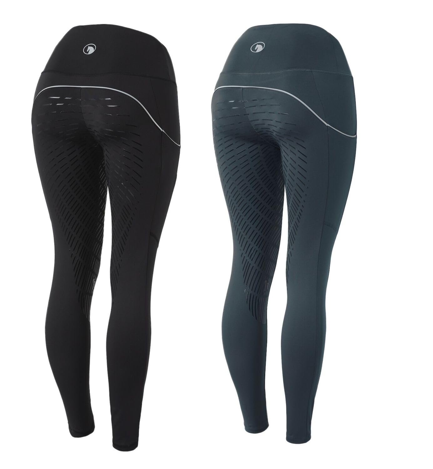 NETPROSHOP Damen Reitleggings mit Handytasche Hoher Bund Silikon-Vollbesatz Atmungsaktiv Gr.34-44