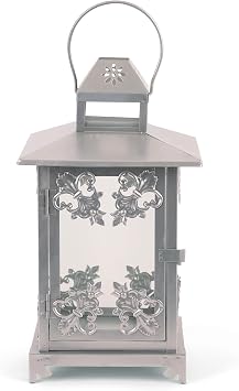 Zingz & Thingz Hanging Scrollwork Candle Lantern, Decorative Light Home Decor, 13" Tall, Silver
