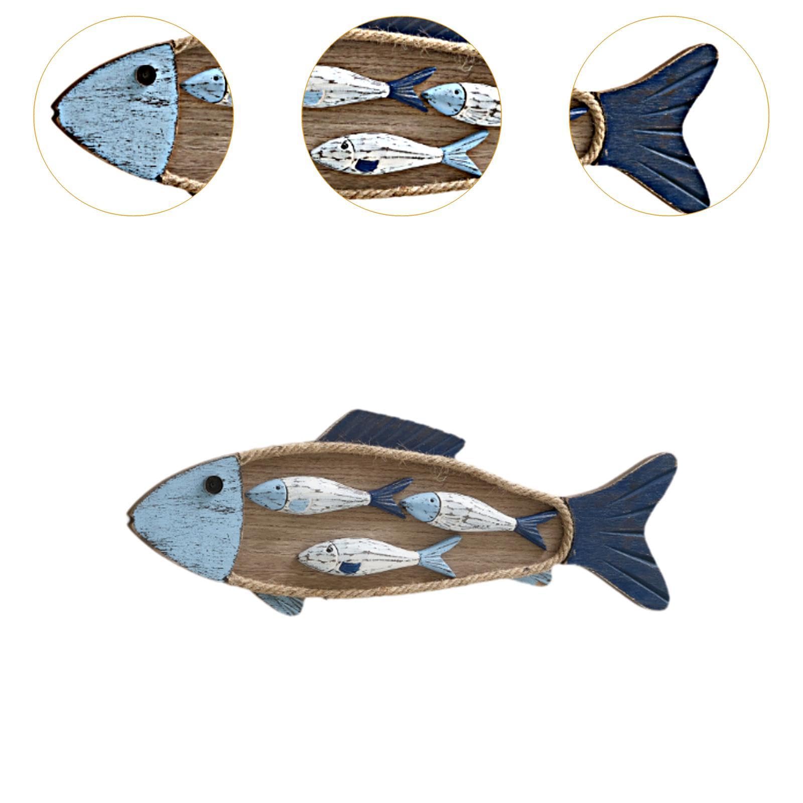 Amazon.co.jp: 海を彷徨う木製の魚のインテリアデザイン, 3匹の小さな