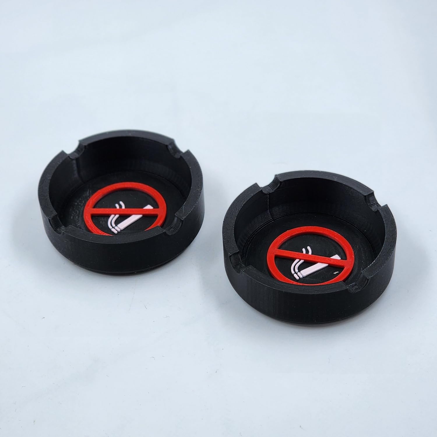 No Smoking Symbol Ash Tray Set of 2 | Modern Cigarette & Cigar Ashtray | Decorative Smoking Ash Holder for Home, Office, Balcony, Café & Bar | Black & Red-picture-13