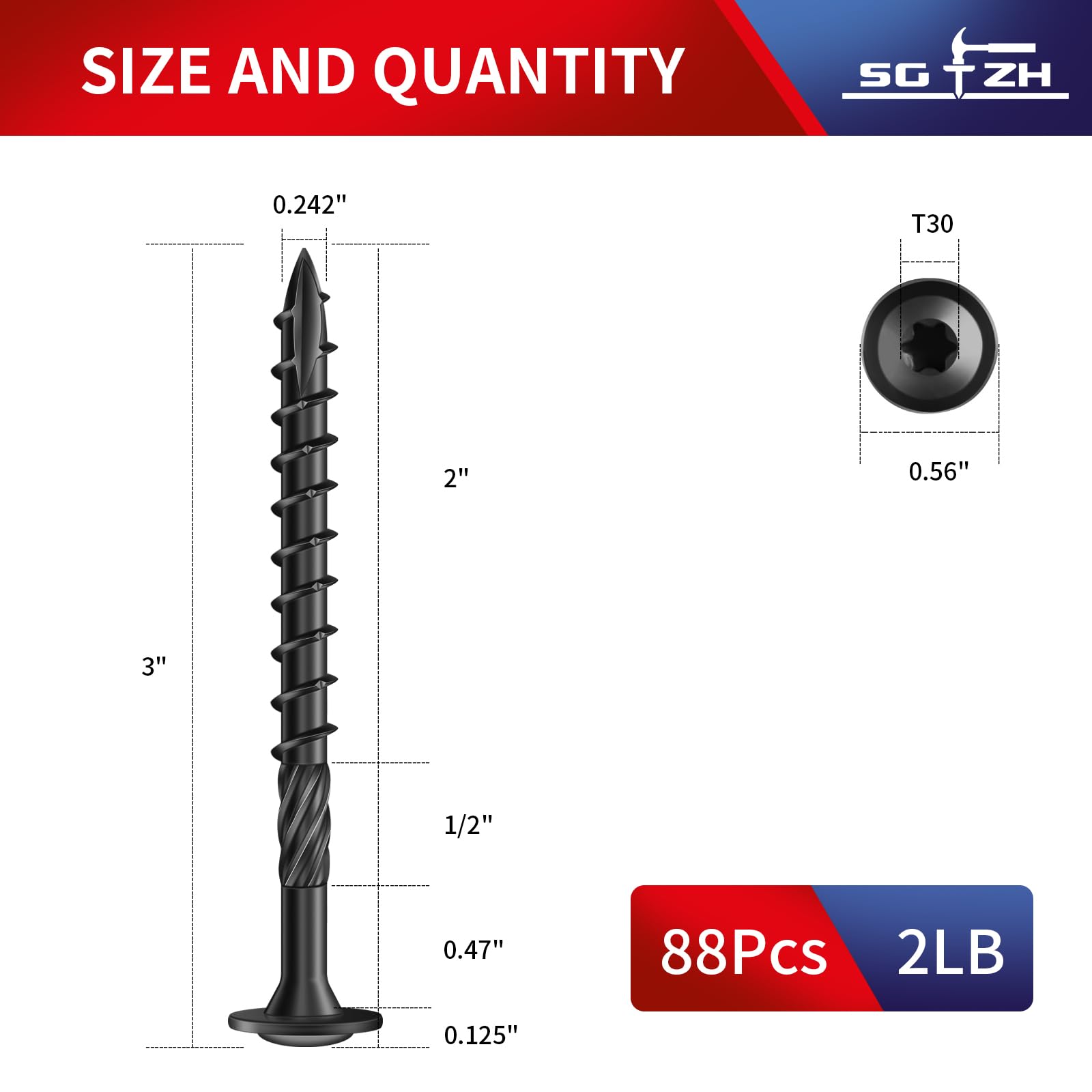 Lag Screws - 88 Pack, Rust Resistant -2 Lag Screws - 88 Pack, Rust Resistant -2