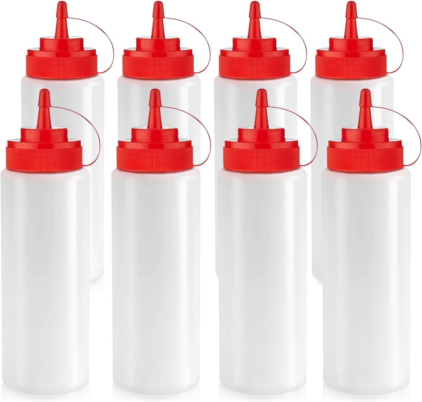 Norcalway 12 oz Condiment Squeeze Bottles for Sauces - Leak Proof Oil, Syrup, Dressing Squirt Bottles - 3 Pack