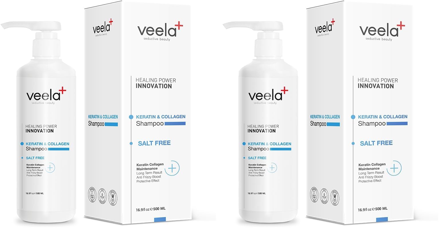 Hasar Görmüş Saçlar İçin Tuzsuz Keratin ve Kolajen Bakım Şampuanı - Keratin & Collagen Shampoo (2 paketi)