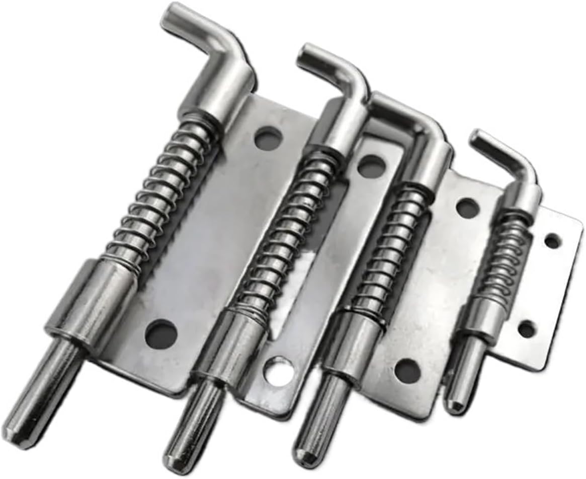 2PCS 304 Stainless Steel Loaded Hinge Security Spring Bolt Barrel Latch for Industrial Welding Distribution Cabinet Hardware(2inch-Left)