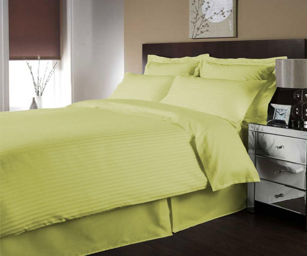 Scala Bedding 400 Thread Count Egyptian Cotton Luxurious Striped Duvet Cover Cal King Sage