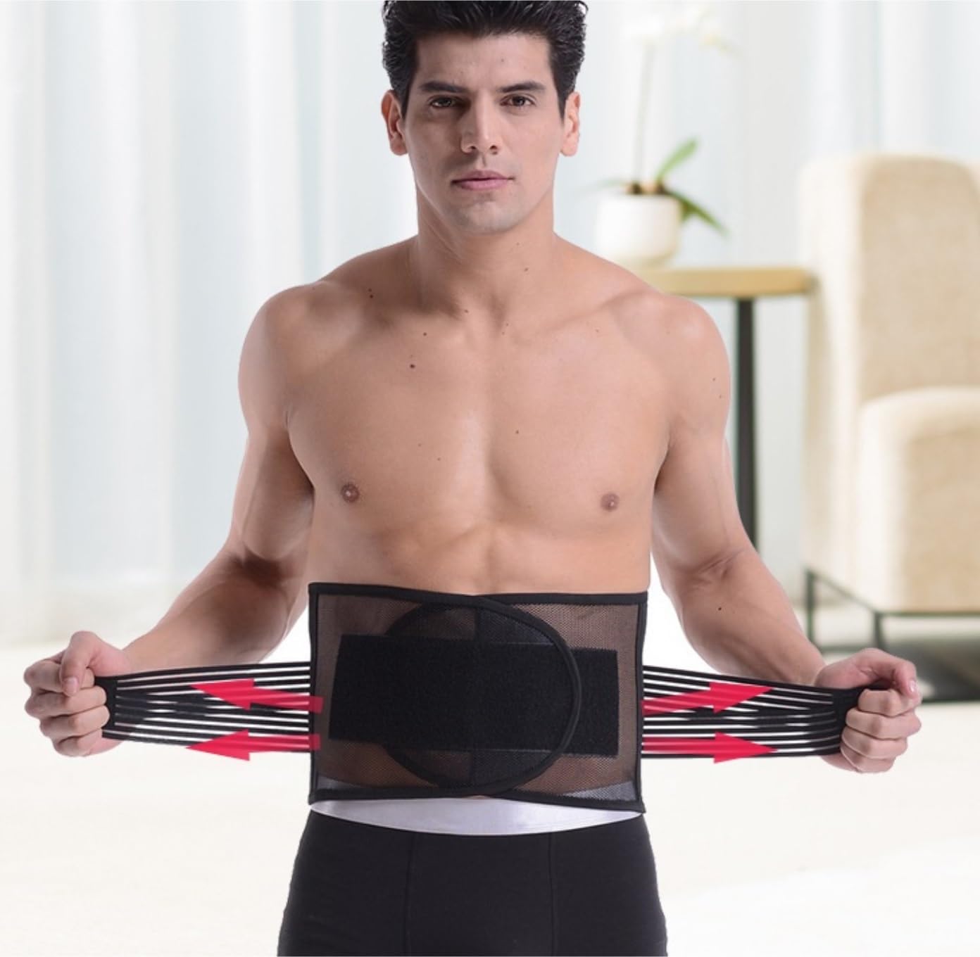Faja Lumbar Cinturón Reductor de Cintura para el Sudor, Ajustable, para Gimnasio, Fitness, Sauna Cinturón Apoyo Lumbar(S)