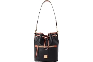 Dooney & Bourke Black Pebble Grain Leather Drawstring Handbag