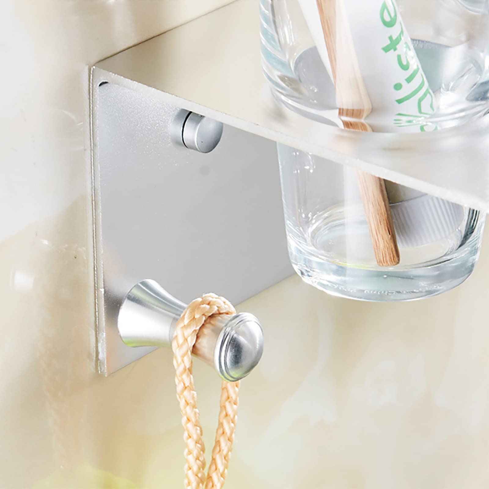 Porta Cepillo de Dientes, Soporte Cepillo de Dientes Eléctrico, Pared Estuche Cepillo Dientes con 4 Ranuras para Cepillos, Organizador Baño Aluminio Sin Taladro para Baño Plata