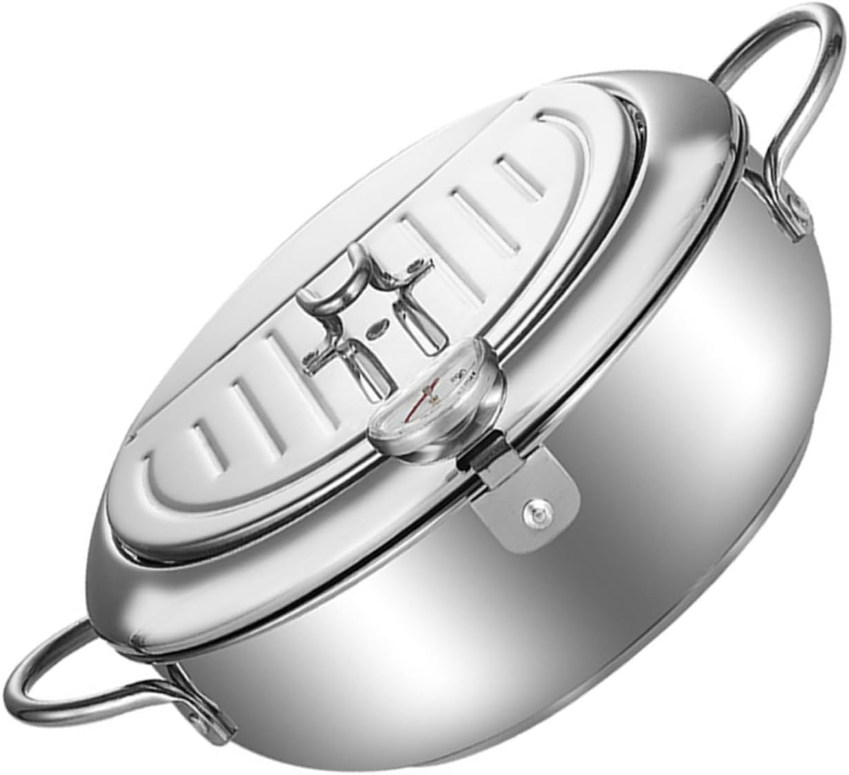 Mobestech Stainless Steel Deep Fryer Pot with Basket Non-Coated Tempura Fryer for Home Adjustable Temperature Cooking Suitable for French Fries Fish and Shrimp