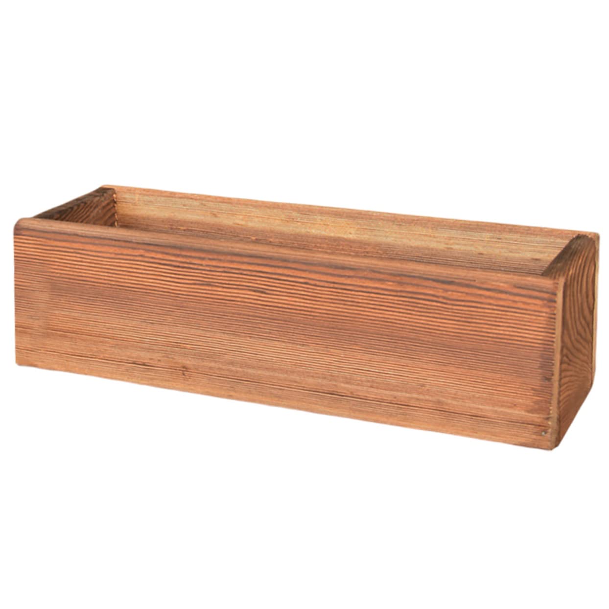 TOGEVAL Wooden Rectangular Flower Pot, Retro Brown Planter for Garden