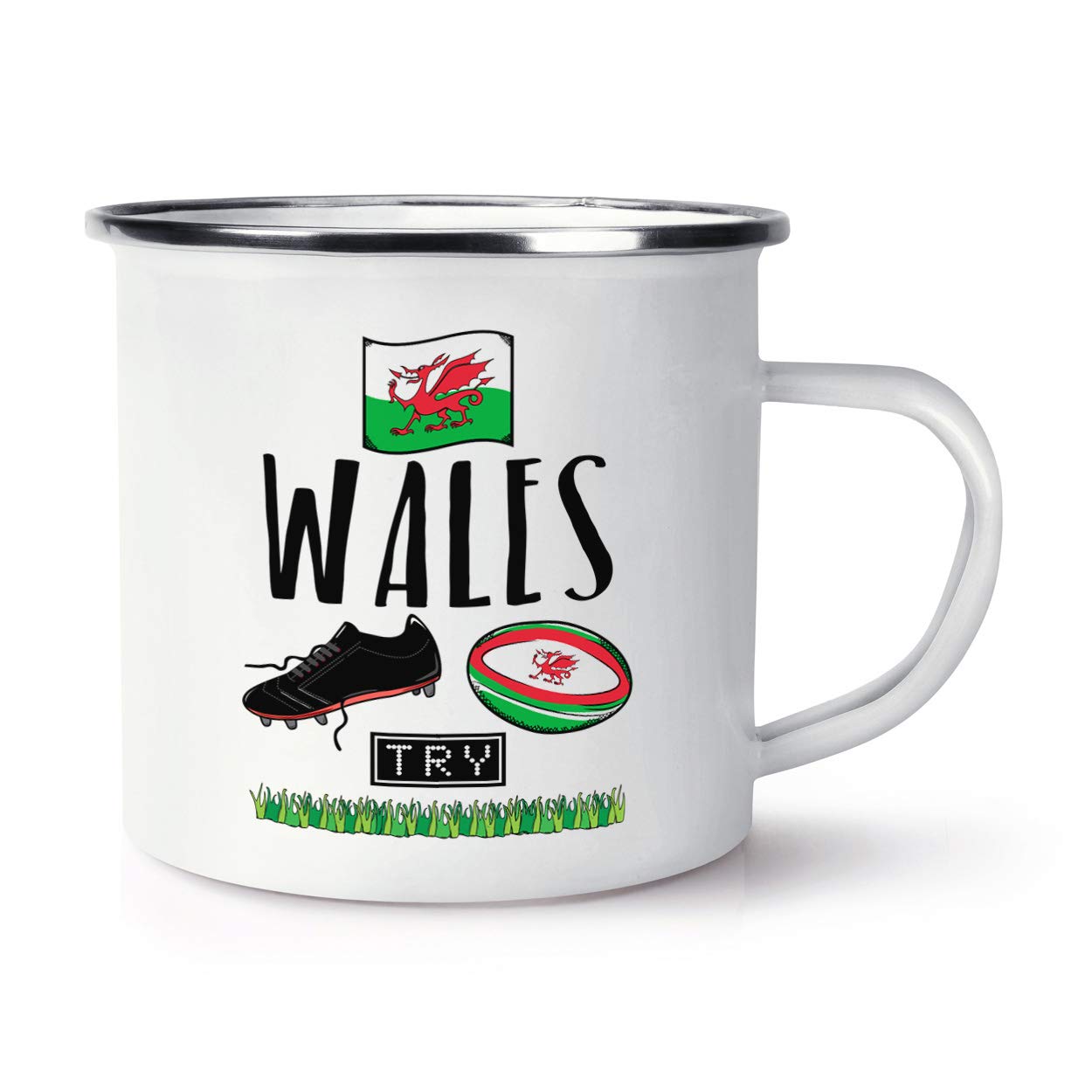 Rugby Wales Retro Enamel Mug Cup