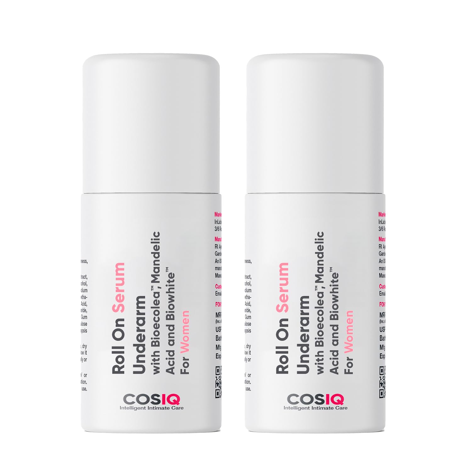 Cos-IQ Brightening Underarm Roll-On Serum for Women, 80ml | With Bioecolea, Mandelic Acid and Bio White | Prevents Body Odour, Brightens Skin & Exfoliates Underarms | 60 Days Pack