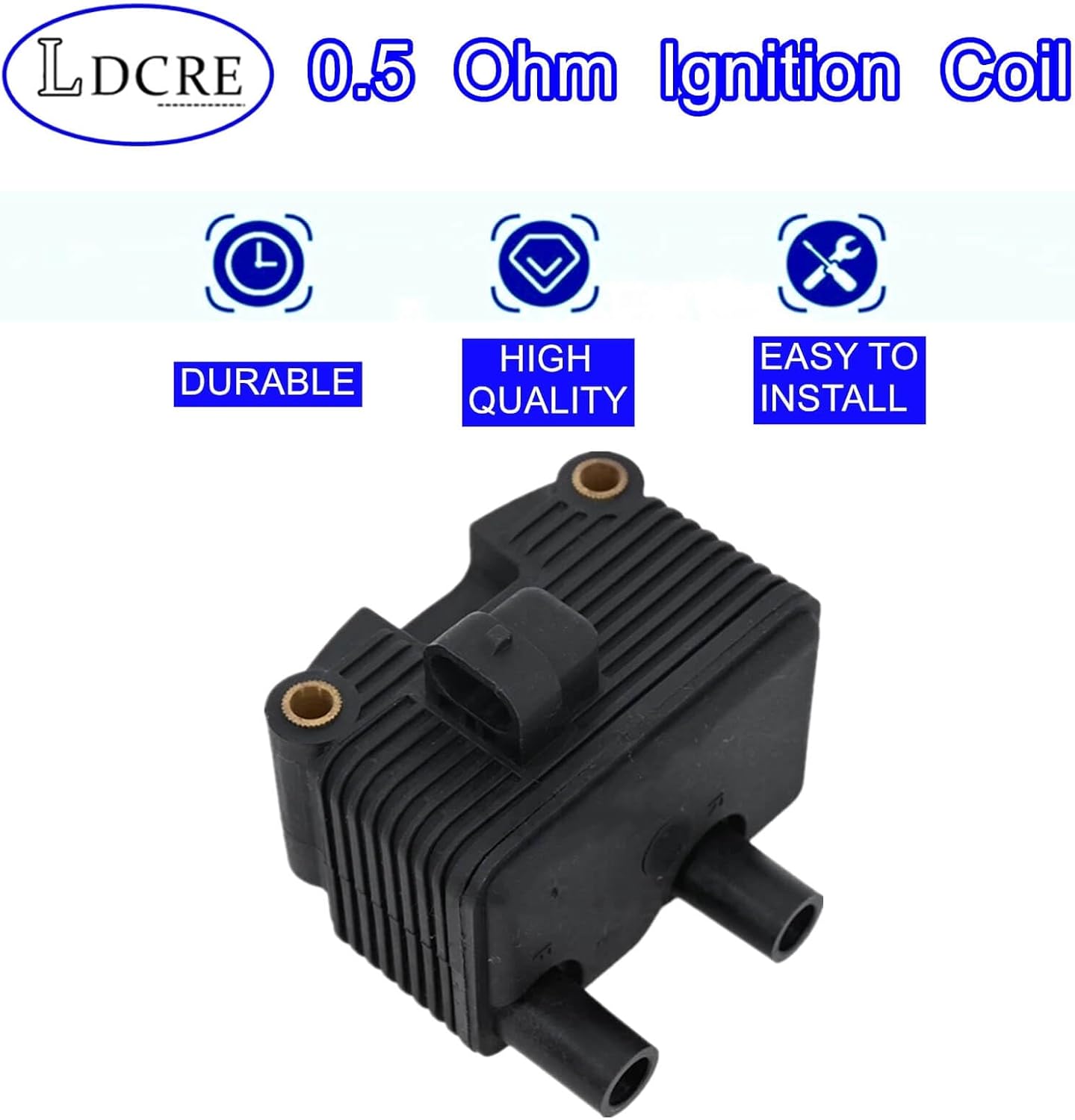 0.5 Ohm Ignition Coil for Harley 883 1200, Dyna Super Glide, Softail, Touring, Fat Boy, Electra Glide 1999-2006 Replace 31655-99 2102-0225 3165599 21020225