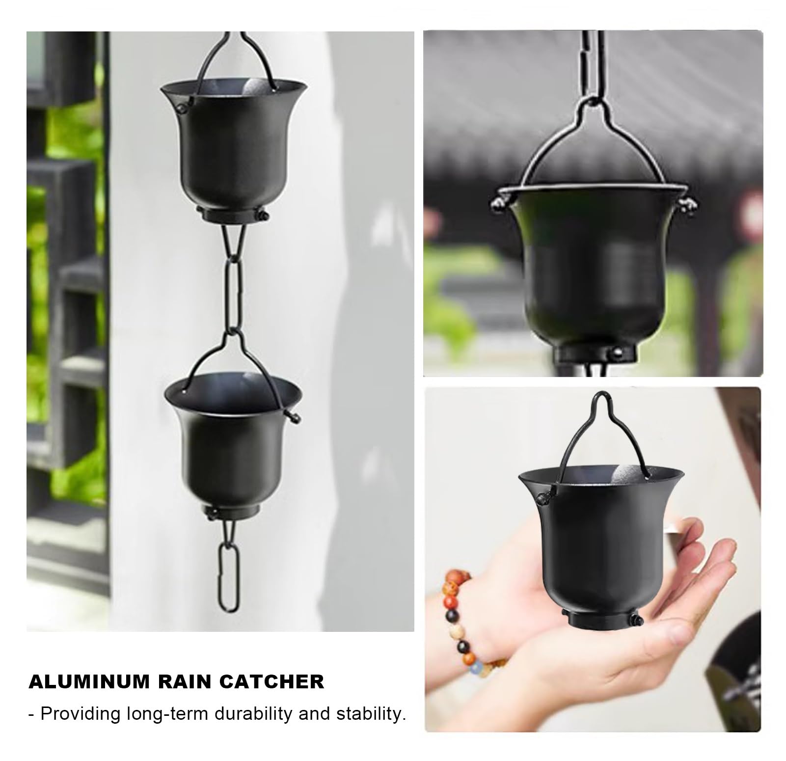 Japanese Style Garden Rain Chain, Vintage Rain Catcher Cups for