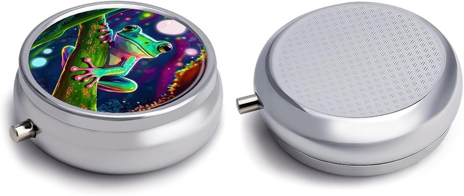 Frog Round Pill Box with 3 Compartments & Mirror image 5