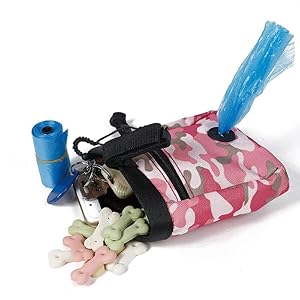 Training Treat Pouch and Waste Bag Dispenser Pink Camo Wbelt Clip  Cucciolini Doodles Training treat pouch and waste bag dispenser  pink camo wbelt clip   cucciolini doodles