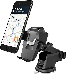 Suporte de Celular para Carro com Ventosa Forte – Trava Automática Antiqueda, Ajustável 360°, Para Painel e Vidro Ideal para Waze, GPS, Uber – Modelo Premium