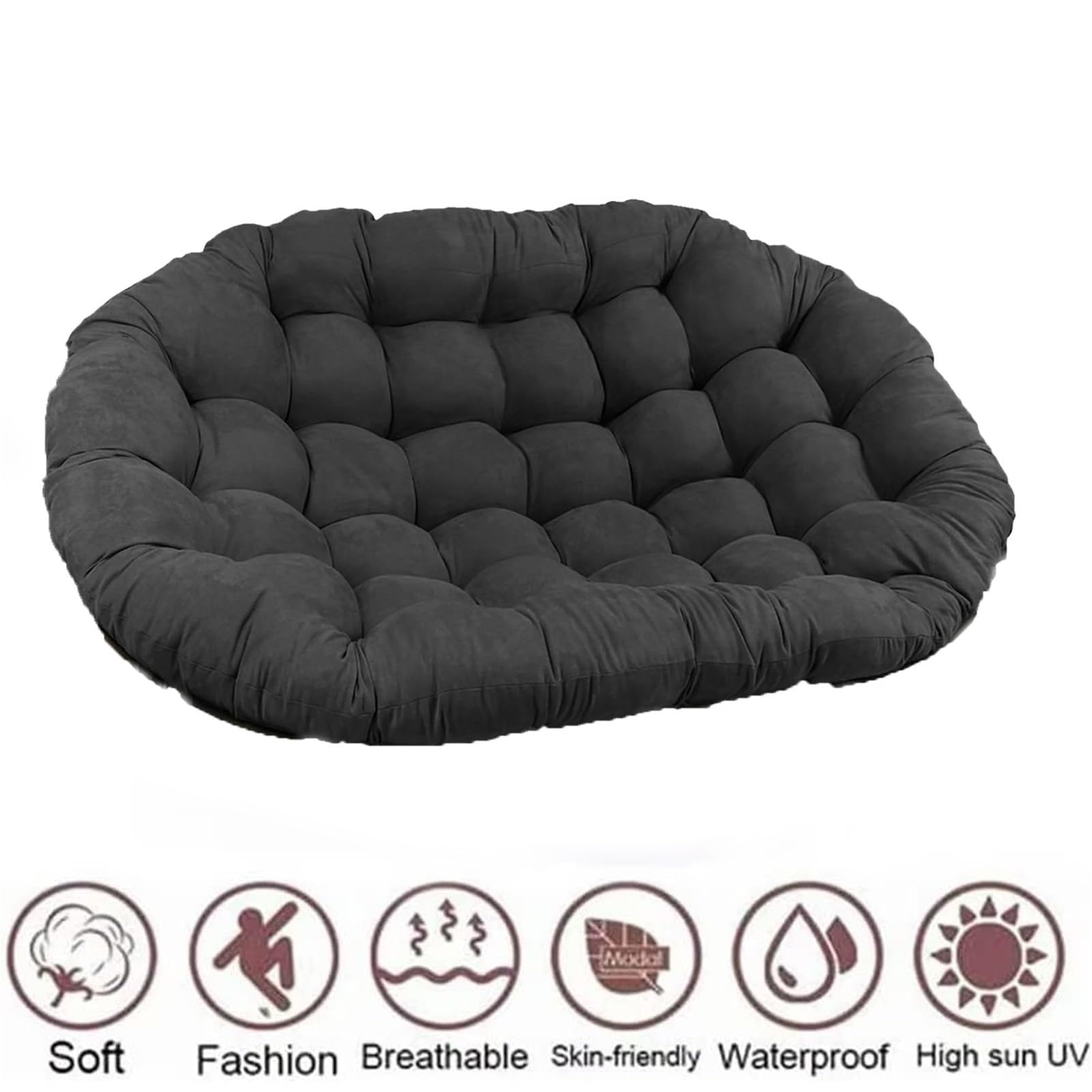Papasan-Stuhlkissen, Rund, Doppelt, Weich, Dick, Elastisch, Polyestergewebe, Dickes, Weiches Bodenkissen