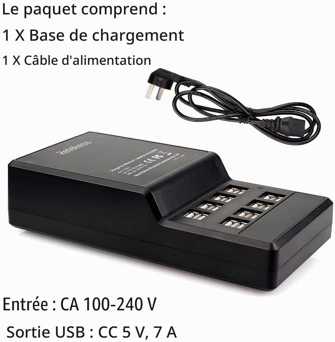 Retekess T130 Station de Charge USB, Portable 16 Ports USB Intelligents pour Système de Guide Touristique sans Fil Retekess T130, T130S, T130P, T130U, TT122, TT105, TT126, TT127, TT106