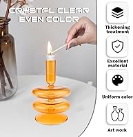 Vista 4 de Portavelas de vidrio transparente, jarrón decorativo para velas de cristal para mesa de comedor, centros de mesa, boda, iglesia (naranja)