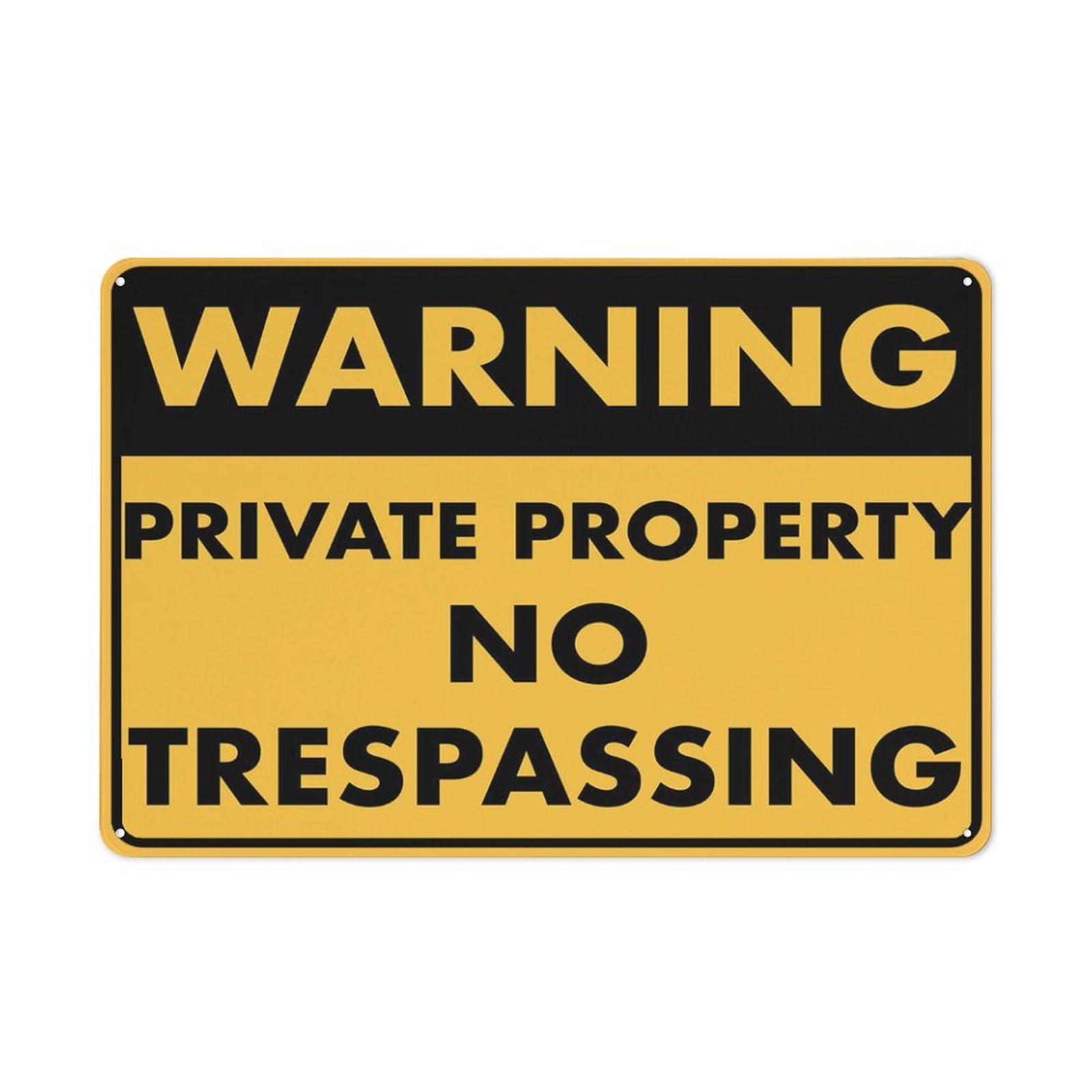 Warning - Private Property (No Trespassing) Sign, 8x12 Inch Outdoor Metal Sign for Business, Workplace, Office, Home, Garden