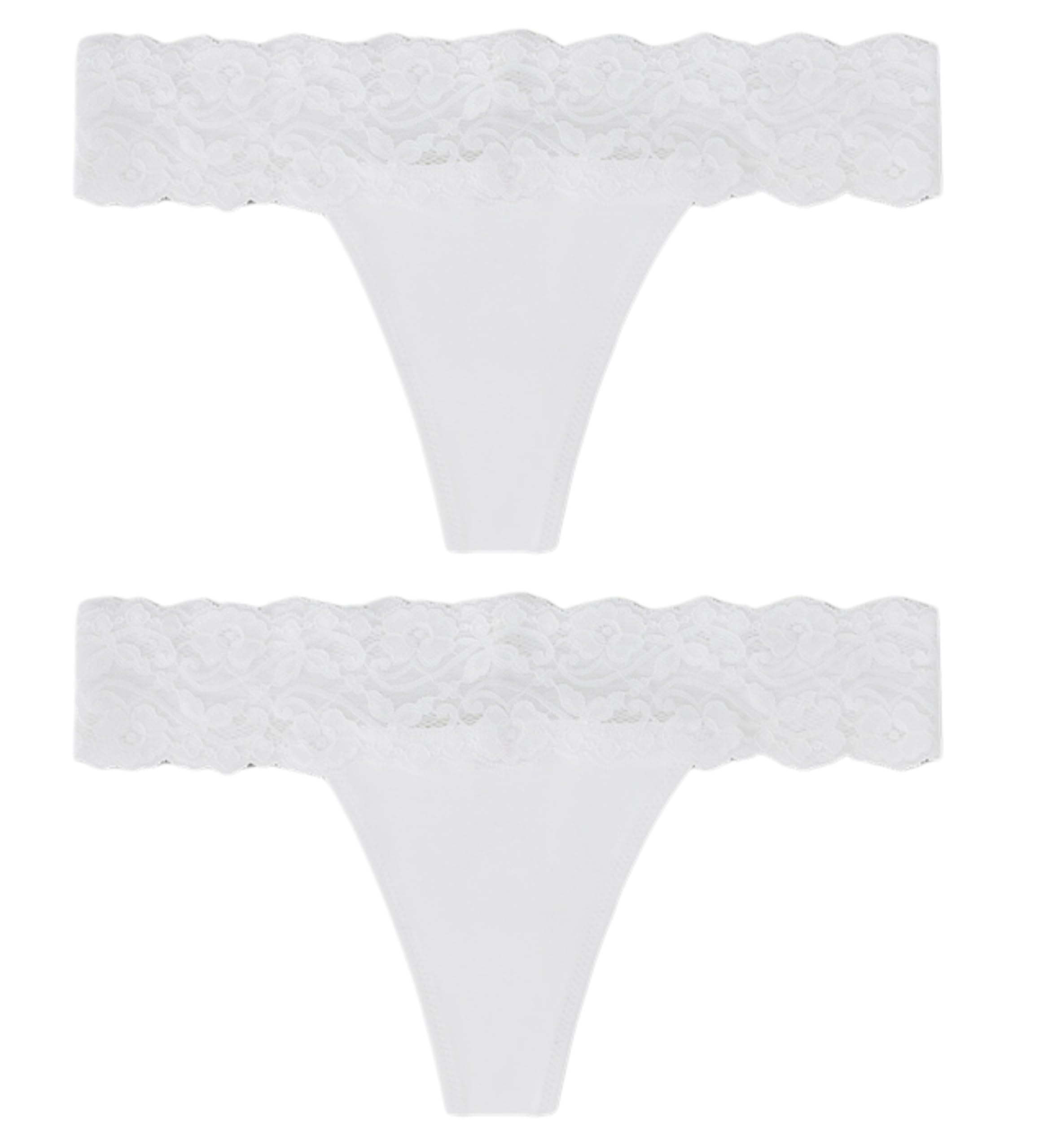 vpsk Women's Thong Underwear - 2 Pack Microfiber Stretch Lace Panties Soft & Sexy Lingerie for Women/Soft lace Waistband/G String Thong Panty/lace Waist Thong|Combo of 2 White-picture-14