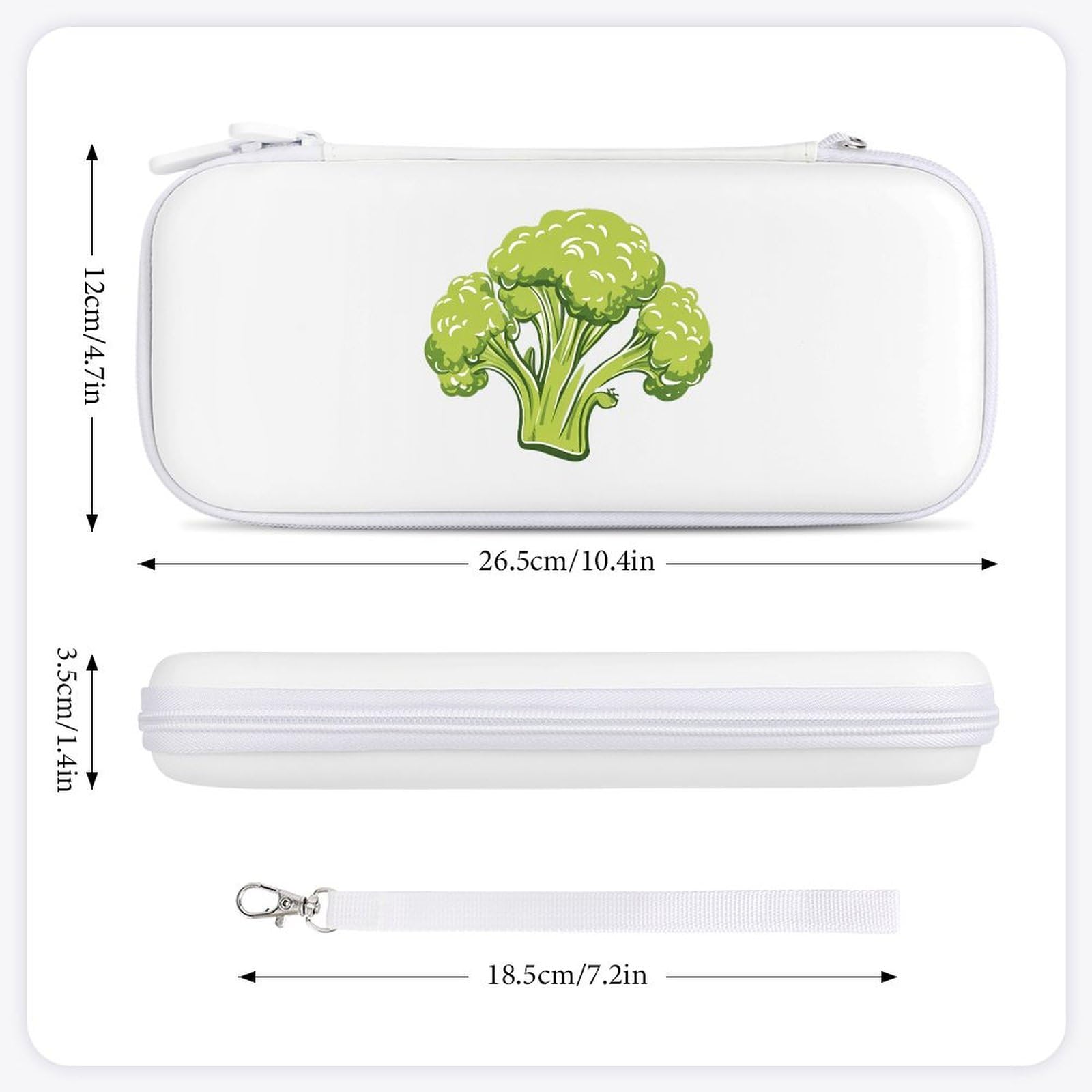 Broccoli Vegetables Compatible with Switch Carrying Case Hard Travel Game Bag Pouch with 15 Games Accessories White-style
