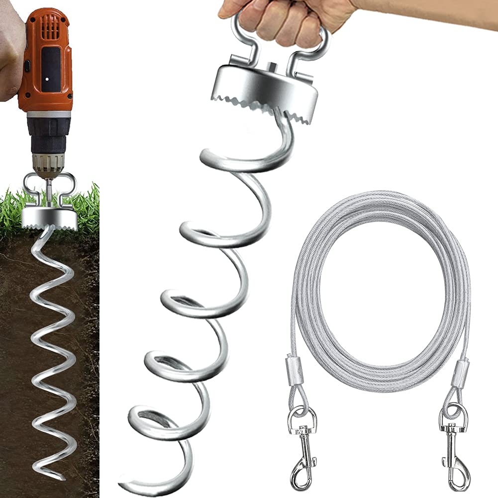 Buy Eurmax Pet Dog Tie Out Stake Bonus 17FT Dog Tie Out Cable Spiral
