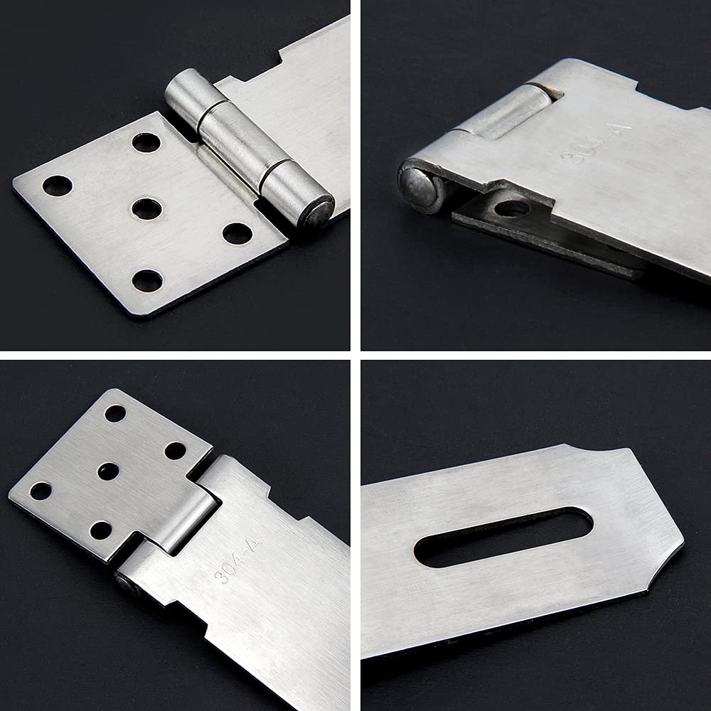 2Pcs Lucchetto Haspe in acciaio inox serratura serratura serratura di sicurezza dispositivo di blocco con viti per porta finestra armadio 4 pollici