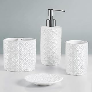 Martha Stewart Ceramic Bathroom Accessories Set, Vanity Decor Storage Or...