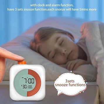 Digital Visual Timer,60-Minute Countdown Timer,Time Management Tool with Timer for Kids,Hour Clock Alarm,Timer for Home,Kitchen,Indoor,or Office (White)