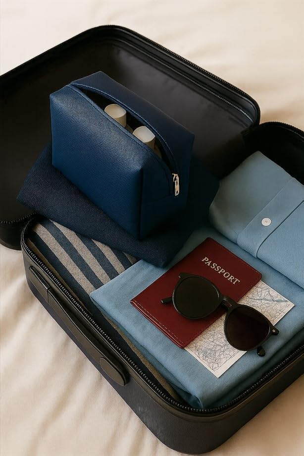 Waterproof Makeup Bag – Travel Toiletry Bag, Cosmetic Pouch, Skincare Organizer, Bathroom Travel Case, PU Wash Pouch, Cosmetic Organizer, Gym bag (Champagne Pink) - Image 7