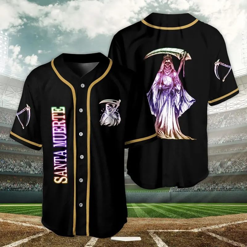 Santa Muerte Baseball Jersey, Mexican Jersey Shirt, Mexico Shirt, Ideal for Sports Enthusiasts and Casual Wear