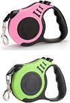 2 x 16ft Retractable Dog Leash for Small Dogs - Holds up to 33 lbs, 360° Anti-Tangle Long Cat Leash for Small and Medium-Sized Dogs. (Blue + Pink)