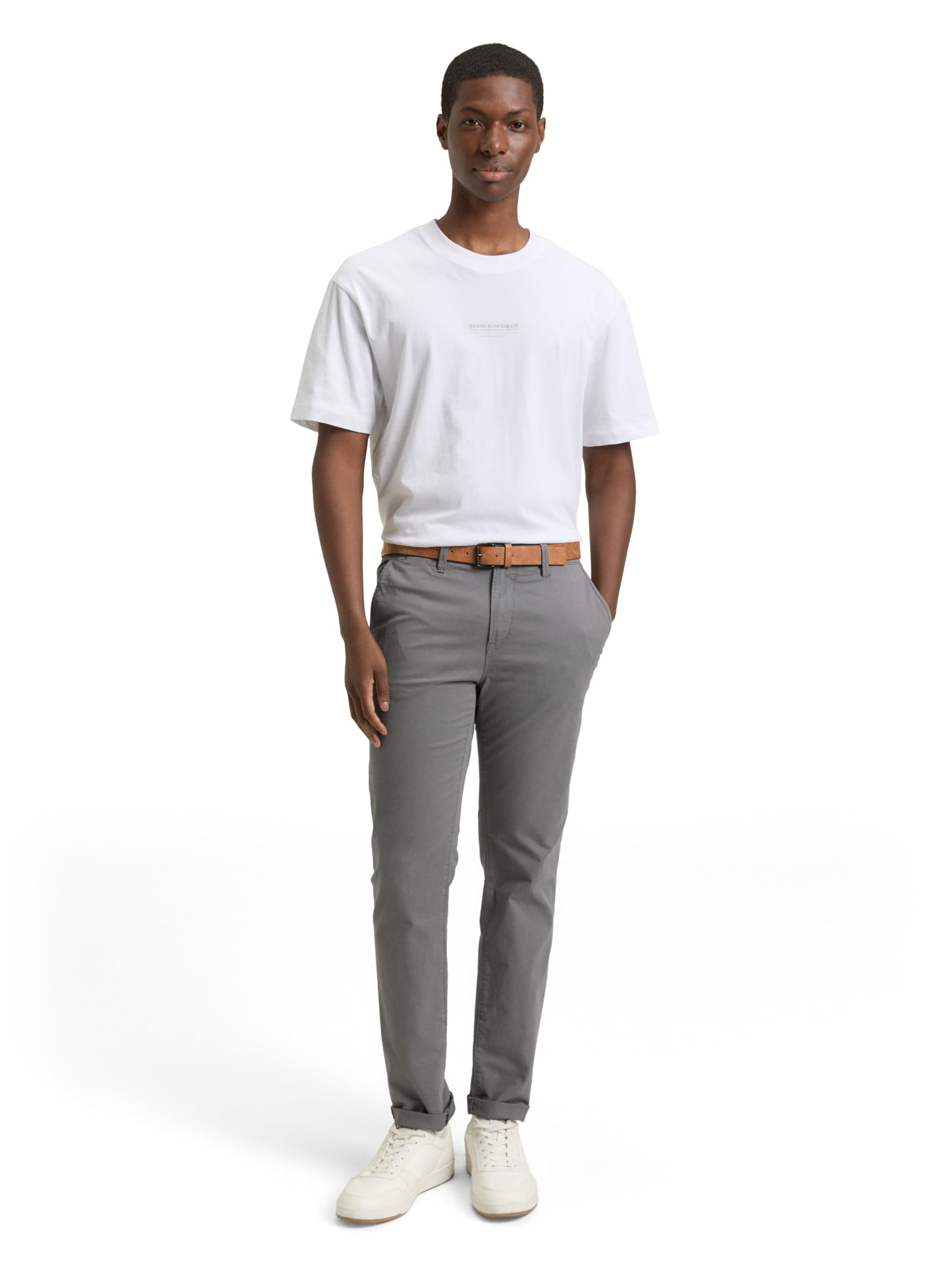 TOM TAILOR Denim Herren Slim Fit Chino Hose mit Gürtel
