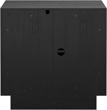 Nathan James Iris Mid-Century Modern Credenza, Black Sideboard Buffet, Living Room Wood Storage Cabinet with Arched Cabinet Doors, Black Credenza Cabinet for Kitchen or Living Room, Black Oak