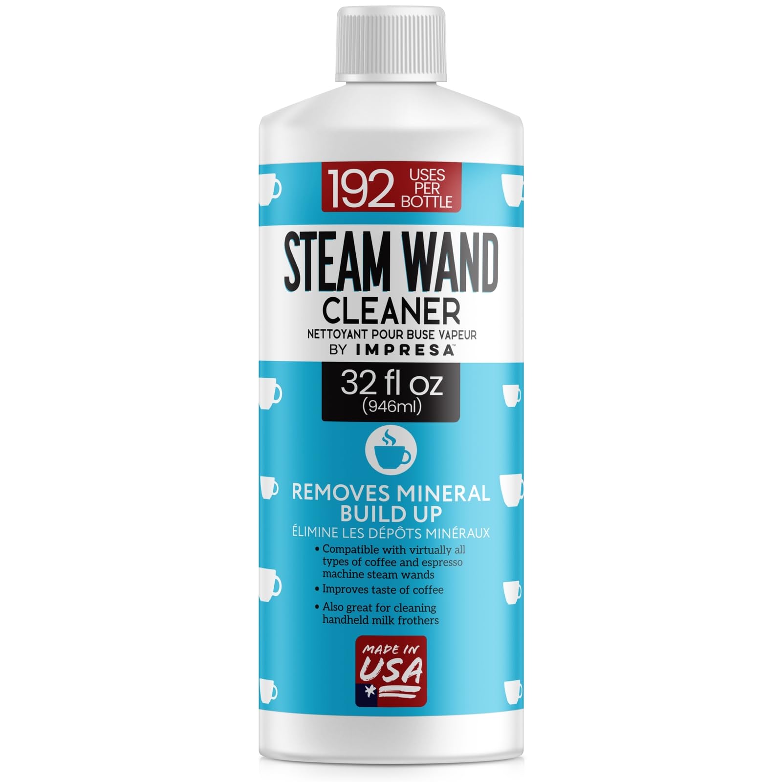 IMPRESA 32 oz Steam Wand Cleaner Removes Mineral Buildup and Milk Protein Residue in Steam Wands Milk Frothers
