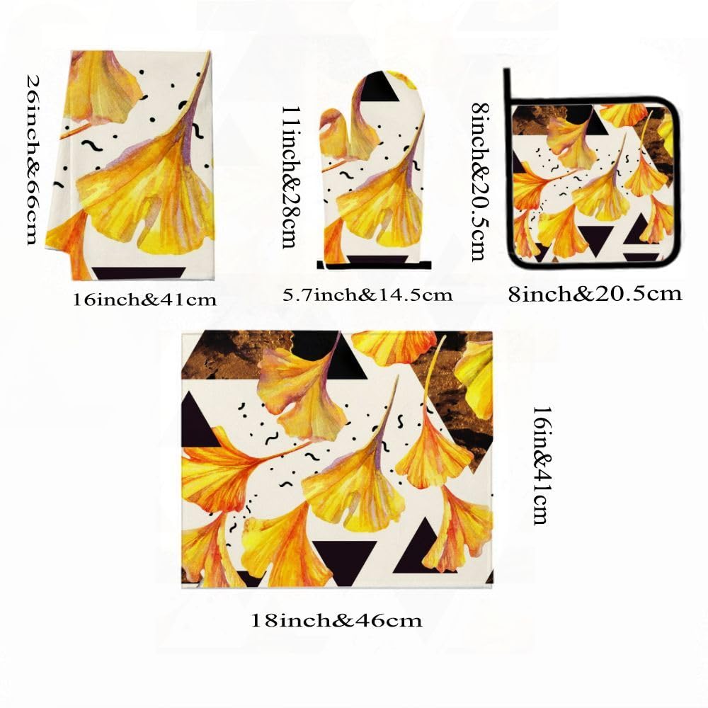 9PCS Golden Ginkgo Leaves1 Cucina Decor e Accessori Set