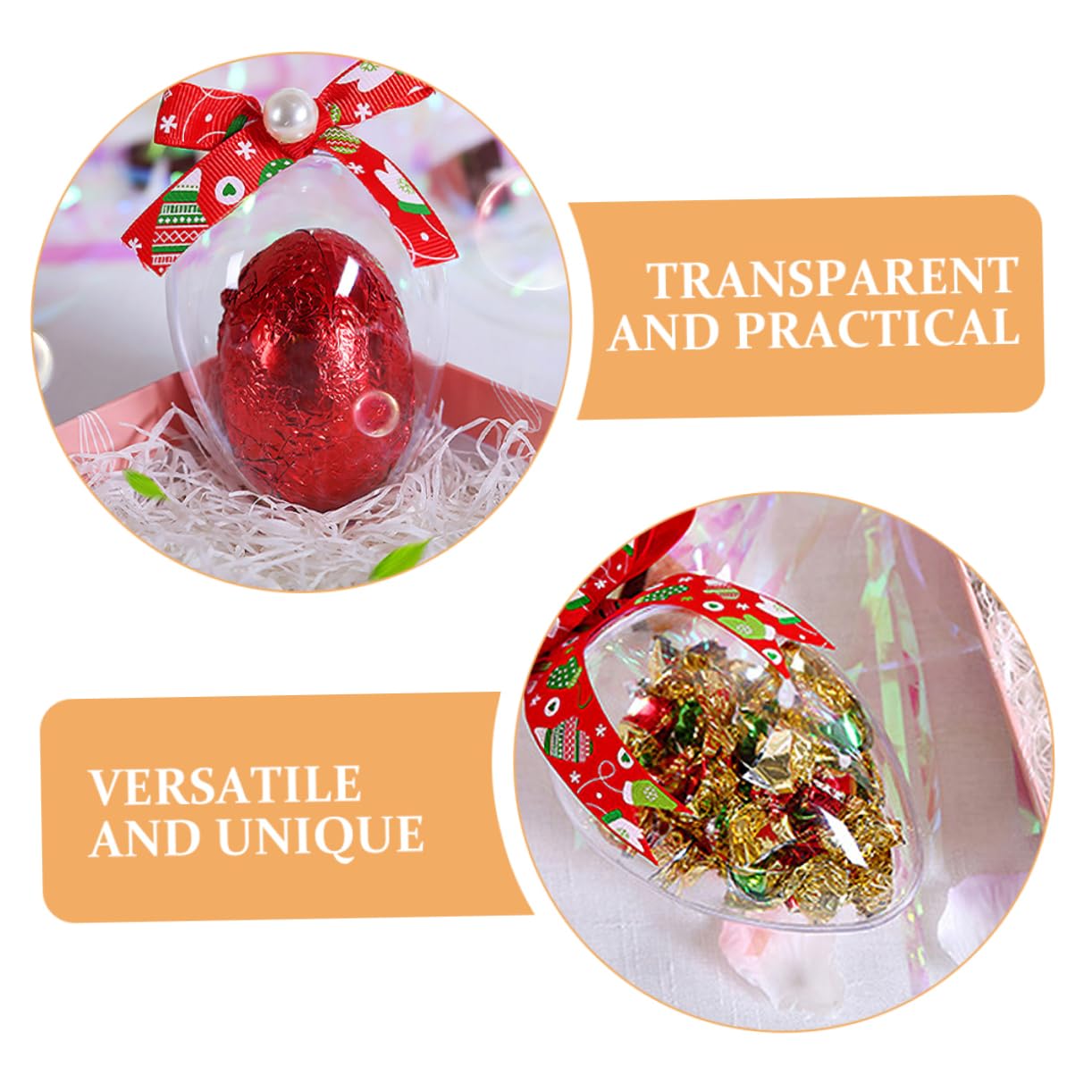 Gadpiparty 5 Pezzi di Uova di Pasqua Trasparenti in Plastica Riempibili, Palline Trasparenti A Forma di per Lavoretti, Bomboniere Pasquali, Decorazioni per La Casa E attività di Caccia