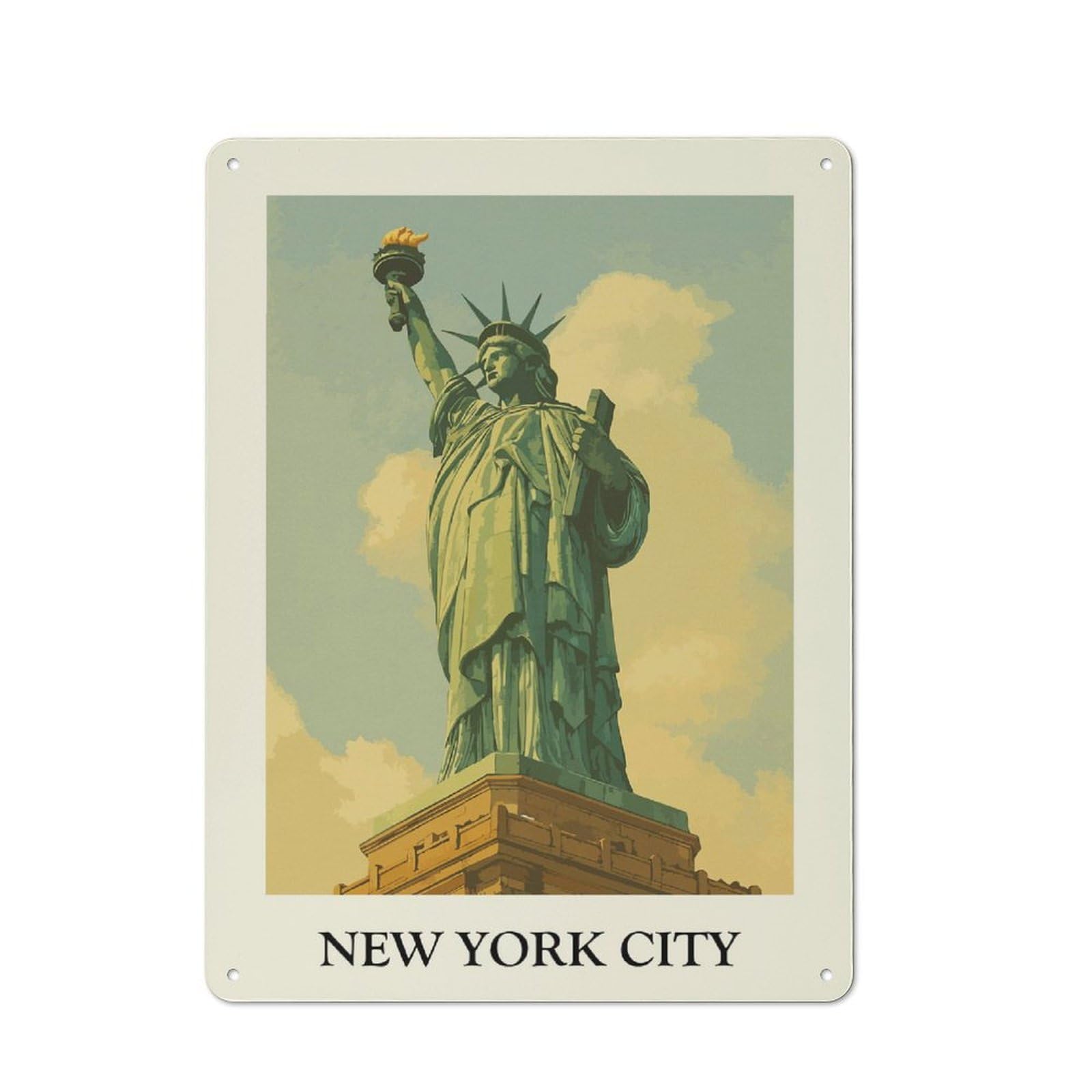 Junmoney Style-9 For Kitchen Or Home Bar, Statue Of Liberty, New York City Rustic Metal Wall Sign 40X30cm, For Winter Room Styling In Kitchen And Home Bar