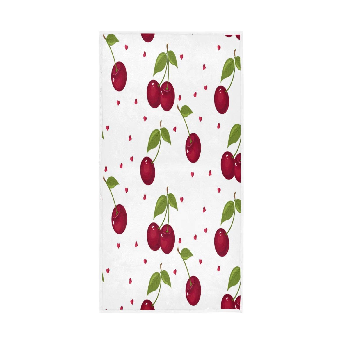HUYGD Hand Towels Cotton Cute Cherry Pattern Soft Towel Multipurpose Bathroom Beach Towel for Home Kitchen Swim Spa Gym, 30x15 inch