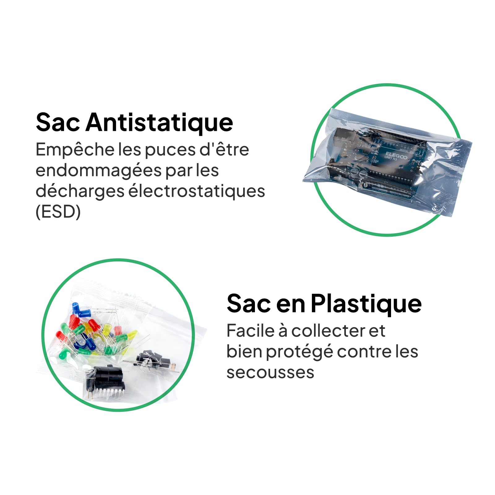 ELEGOO UNO R3 Carte Kit De Démarrage Basique avec Guide d'utilisation Français Kit d'apprentissage de Base Projet Compatible avec Arduino IDE