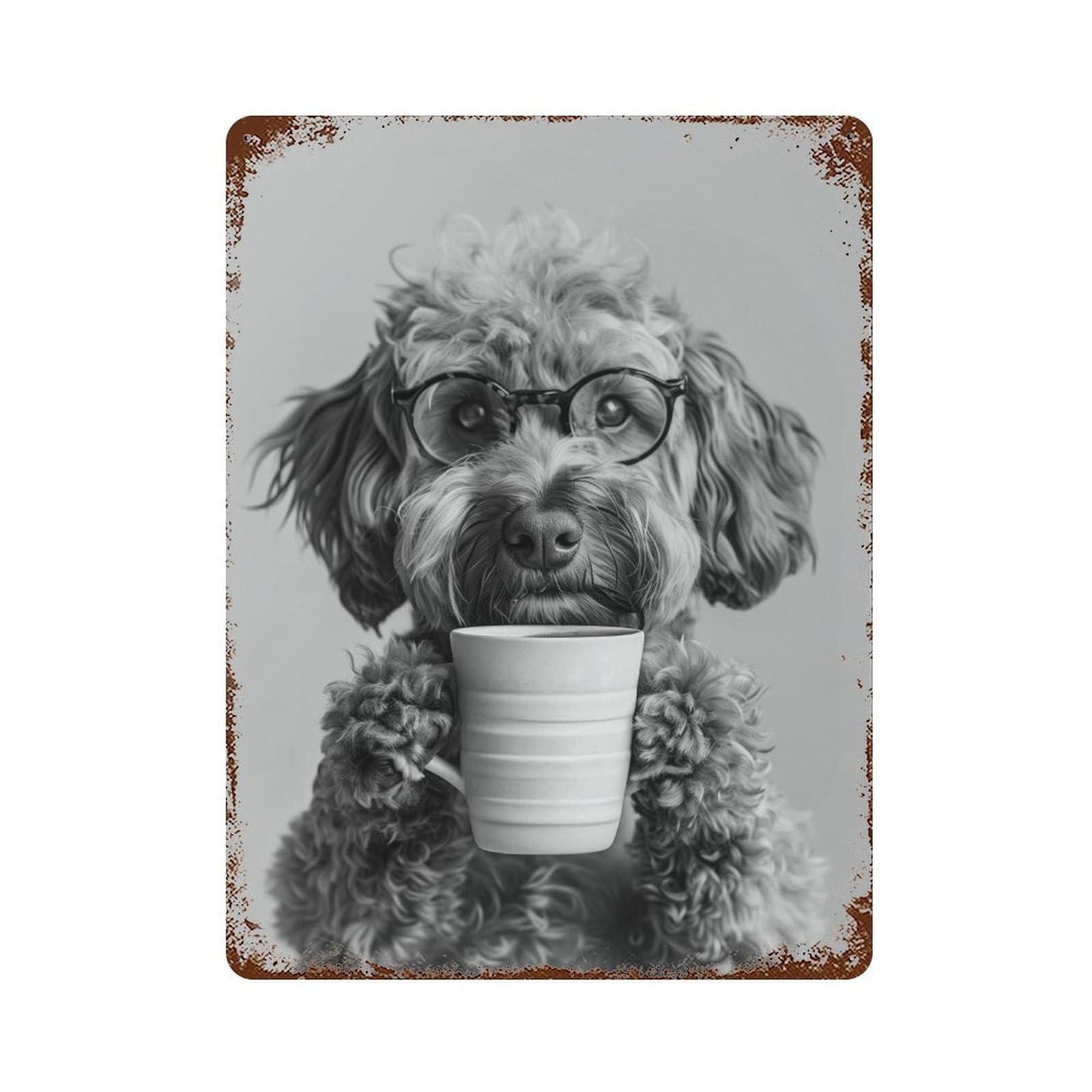 xiaoxiaoshen Cockapoo Coffee Print Wall Decor Art Metal Tin Poster Modern Home Decor Art Home Bar Shop Decorations Vintage Sign 40x30cm