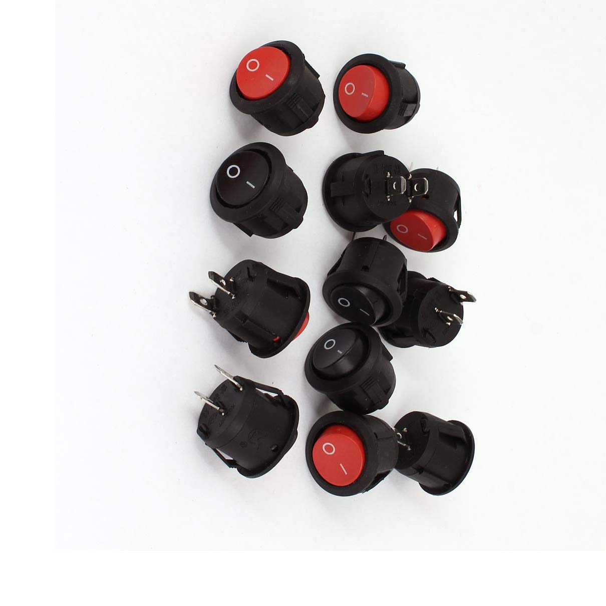 Aexit KCD-107 ON-Off Snap Round Rocker Switch, black with red button.