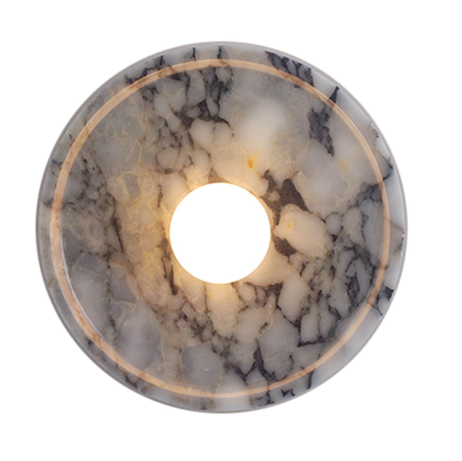 KHUKHU Natural Marble Wall Sconce, Modern Round Stone Wall Lamp with Glass Globe, G4 LED Vanity Light Fixture for Bedroom, Living Room, Hallway & Staircase, Warm Light(11.8in)