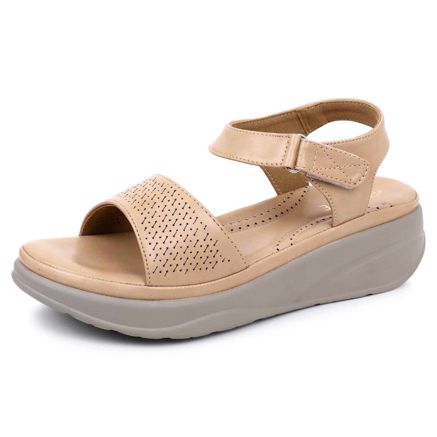 TRASE Ella Wedges Heels Sandals for Women, Casual Elegance with Ultimate Comfort (Beige, 8 UK) (B0D9BVB4D1) Amazon Price History, Amazon Price Tracker